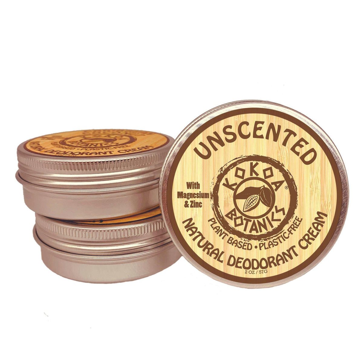 Unscented - Natural Deodorant Cream - Aluminum-Free - Plastic-Free 2.75 oz