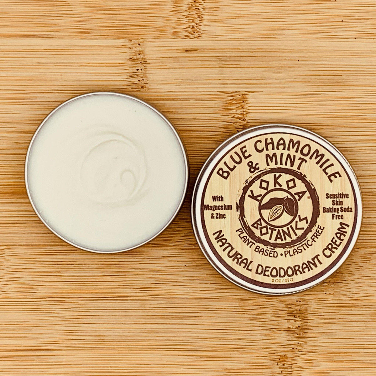 BLUE CHAMOMILE & MINT- Natural Deodorant Cream - Sensitive Skin – Baking Soda-Free  2.75 oz