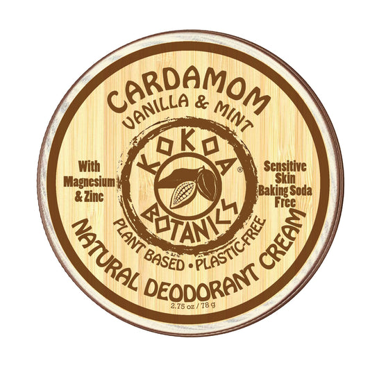 Natural Deodorant Cream - Cardamom Vanilla and Mint - Sensitive Skin - Baking Soda Free  - 2.75 oz