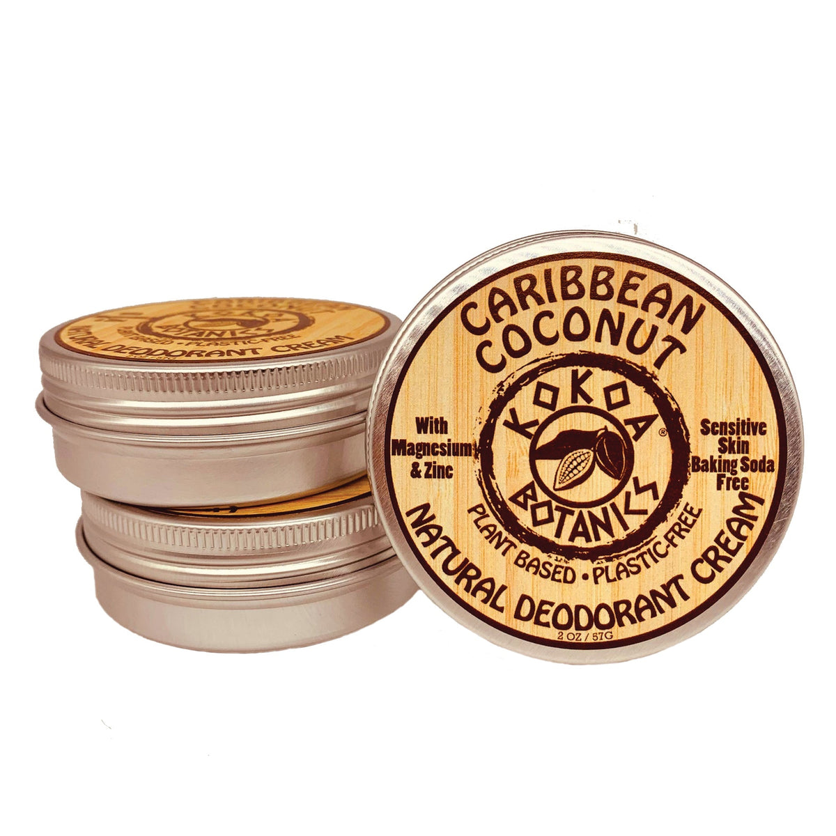 CARIBBEAN COCONUT - Natural Deodorant Cream - Sensitive Skin - Baking Soda Free  - 2.75 oz