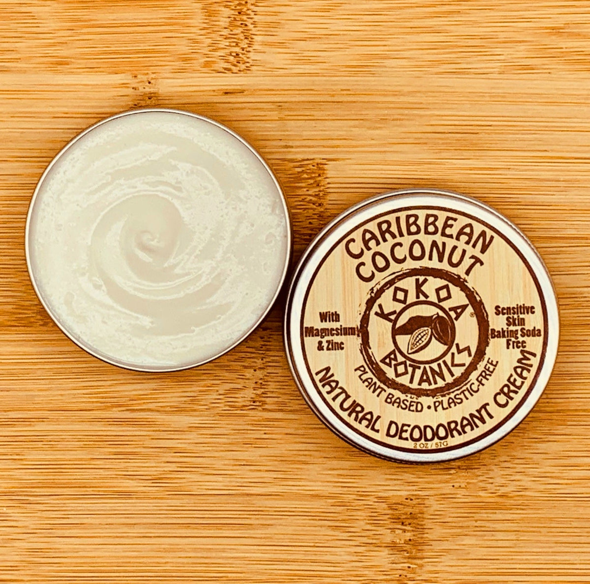 CARIBBEAN COCONUT - Natural Deodorant Cream - Sensitive Skin - Baking Soda Free  - 2.75 oz